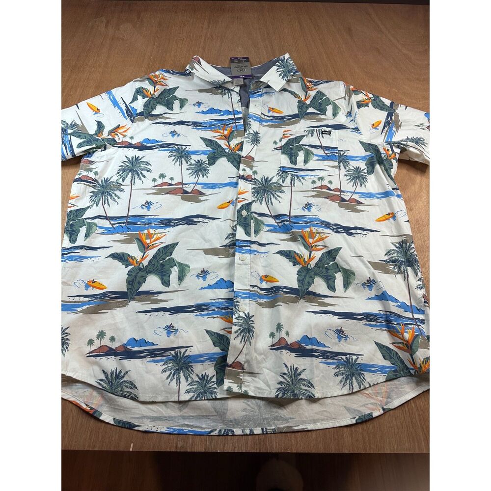 Hurley Mens XXL Hawaiian Button Up Shirt Tropical Surf Print NWT